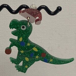 Dinosaur Earring, Santa Earring, Christmas Earring, Gift Idea, Holiday Earring